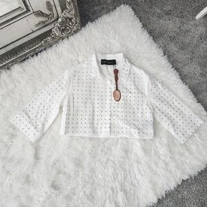 Spoon Jeans Embellished Button Front Crop top. Size Small. New.